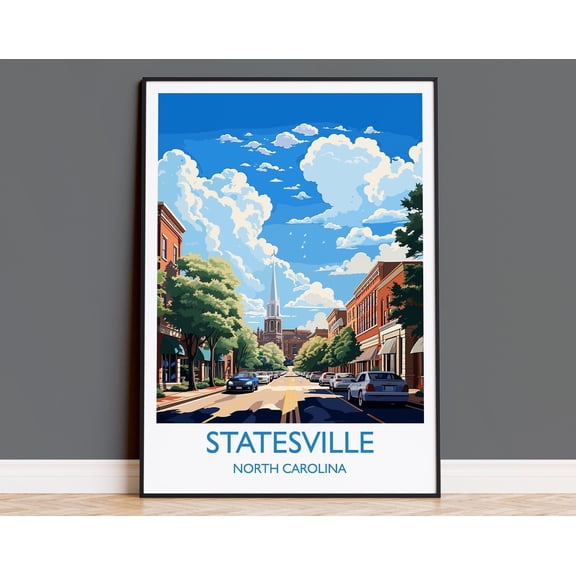 Statesville Travel Print Wall Art, Travel Poster of Statesville, Statesville Art Lovers Gift, North Carolina USA Art Gift, 12x18 UNFRAMED