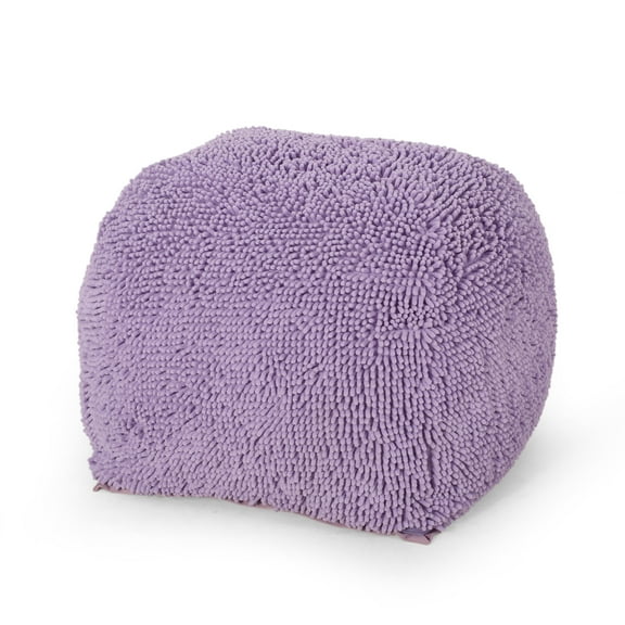 GDF Studio Statham Modern Microfiber Chenille Square Pouf, Lavender