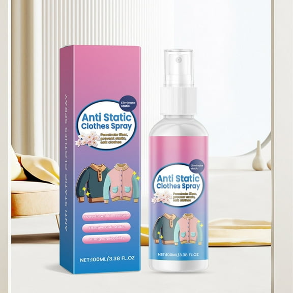 Static Anti-Static Spray for Clothes - Instantly Eliminate Static Cling, Flyaways and Shocks from Clothes, Fabrics, Linens, Blankets & Rugs- All-Natural Formula - Lasts All Day