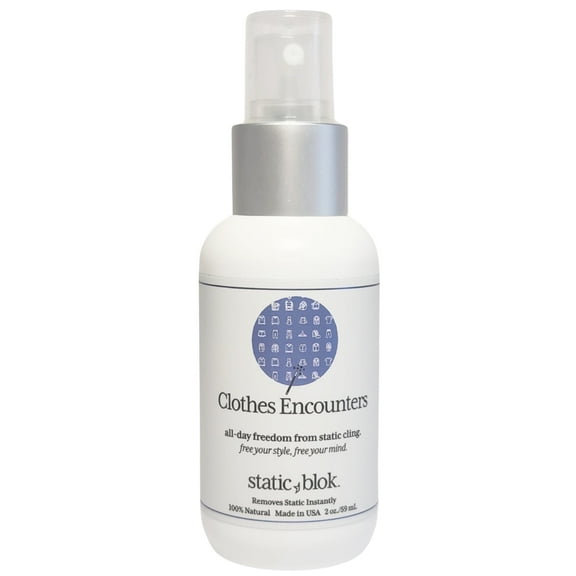 Static Blok Anti-Static Spray for Clothes - Instantly Eliminate Static Cling, Flyaways, and Shocks from Clothes, Fabrics, Linens, Blankets & Rugs- All-Natural Formula - Lasts All Day- 2 oz