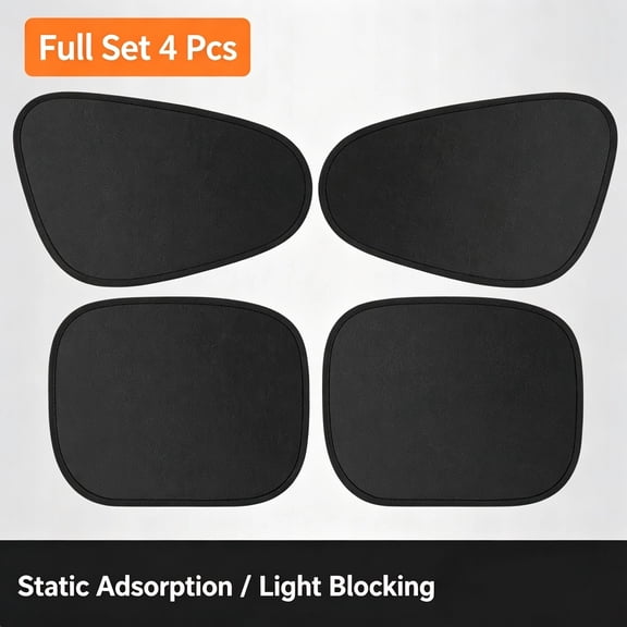Static Cling Car Window Sun Shades, Blackout Side Window Sun Visor 3 Sizes for Driver Passenger Rear Windows 