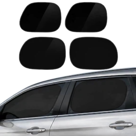 Static Cling Car Window Sunshades 4-Pack, UV Protection Heat Blocking Side Sun Shades for SUV Sedan, Foldable Reusable No Adhesive Auto Visor