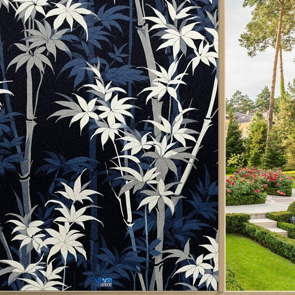 Static Cling Decorative Window Film Frosted Privacy Film Window Clings for Glass Windows No Glue Window Sticker for Bathroom Bedroom Office Bamboo (1)