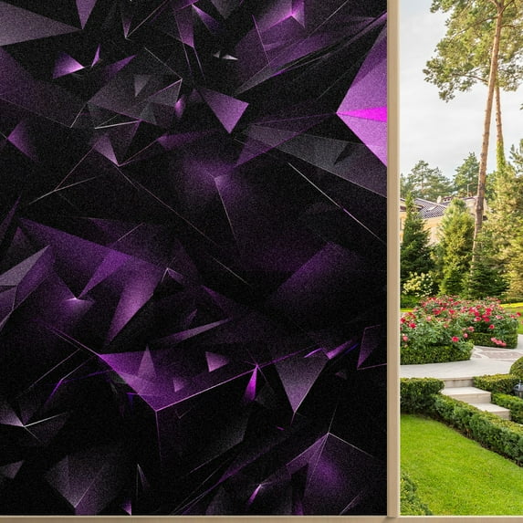 Static Cling Decorative Window Film Frosted Privacy Film Window Clings for Glass Windows No Glue Window Sticker for Bathroom Bedroom Office Diamond Purple