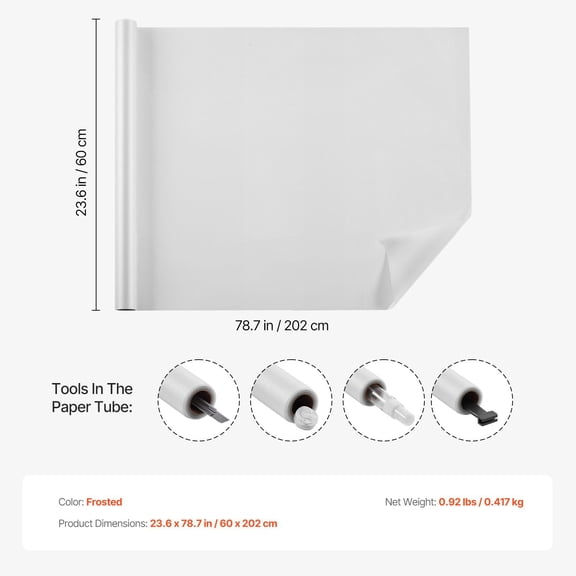 Static Cling Frosted Window Tint - No Residue Privacy Film for Home/Office