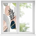 thumbnail image 1 of Static Cling Non Adhesive Window Film, Boho Geometric Window Privacy Film Frosted, Modern Abstract Art Tropical Striped Opaque Window Coverings for Small Windows, Home, 17.7 x 39.3 Inches, 1 of 9