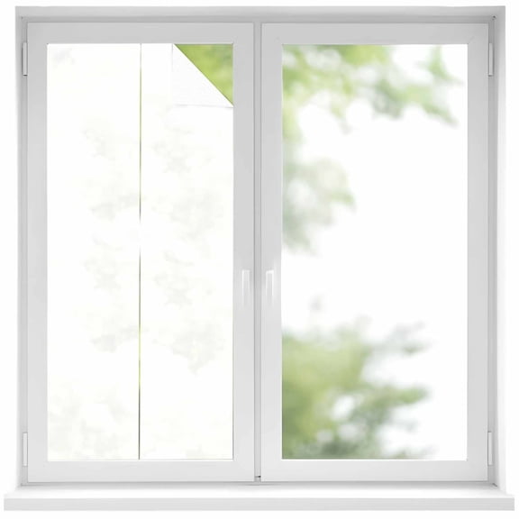 Static Cling Non Adhesive Window Film, White Window Privacy Film Frosted, Farmhouse Solid White Color Modern Art Opaque Window Coverings for Small Windows, Home, 17.7 x 39.3 Inches
