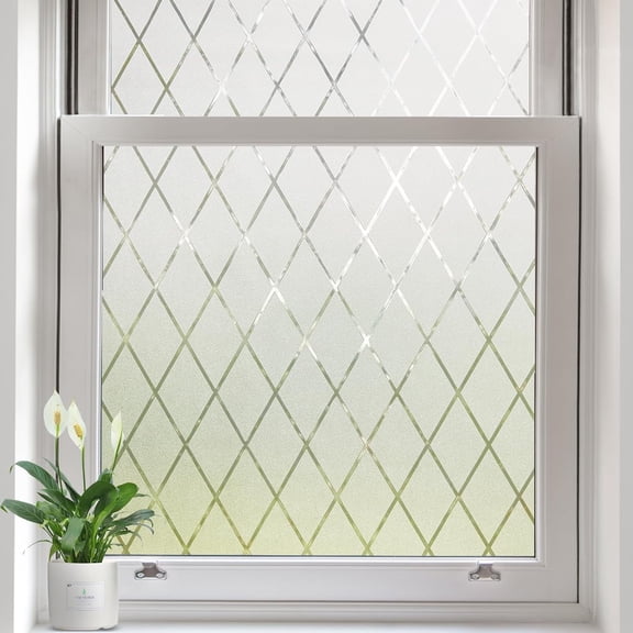 Privacy Window Film Day & Niht, Static Clin Frosted lass Window Film, 99% UV Blockin, No lue Removable Window Coverin for Bathroom Bedroom Kitchen Office (17.5 x 78.7 in)