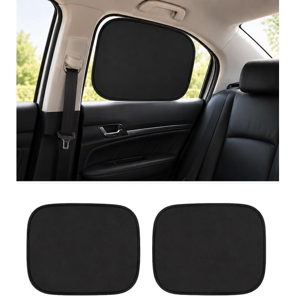 Static Cling Shades for Car Windows, Universal Car Side Window Sun Shades, Foldable Black Gel Electrostatic Sunshades, Front and Rear Static Suction Automobile Blocker(2Pcs Rear)