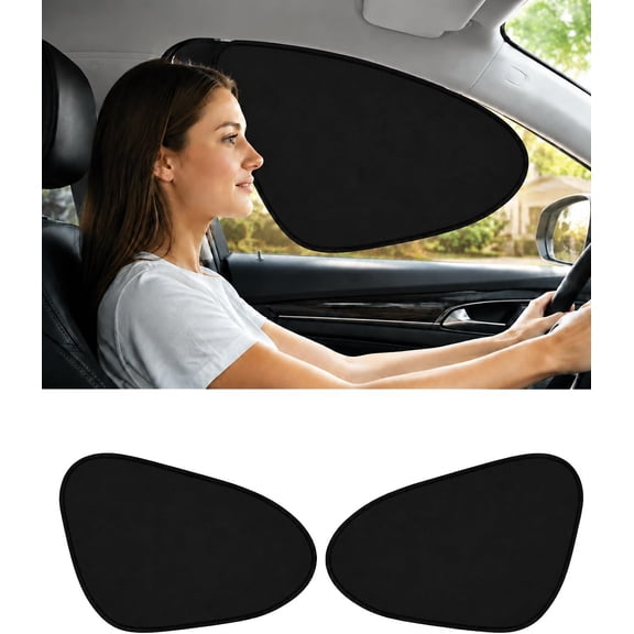 Static Cling Shades for Car Windows, Universal Car Side Window Sun Shades, Foldable Black Gel Electrostatic Sunshades, Front and Rear Static Suction Automobile Blocker(2Pcs Front)