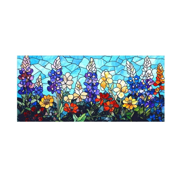 Static Cling Stained Glass Window Film, Floral Window Film, 24X12 In, Pvc Removable, Privacy Blocking, Home Entryway, Multicolor, 1 Pc