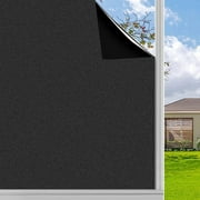 Static Cling Total Blackout Privacy Window Film Cover 100% Light Blocking No Glue Black Window Tint for Home Room Darkening Easy Removal 23.6 x 78.7 Inches