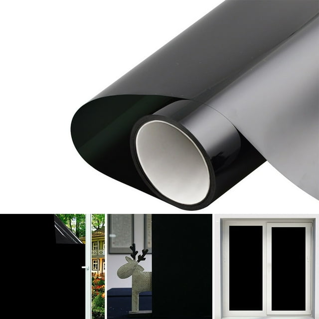 Static Cling Total Blackout Window Film 100 UV Blocking Window Darkening Film Black Opaque