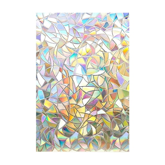 Static Cling Window Film 19.6 x 39.3 in, Rainbow Prism Privacy Glass Sticker for Bathroom, Office, Home Sun Control