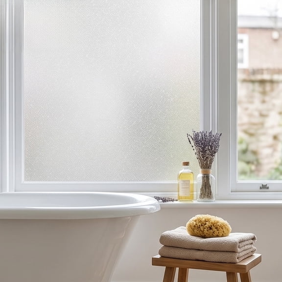 Static Cling Window Film - Glue-free Frosted Glass Sticker for Bathroom Toilet Heat Insulation Privacy (E)