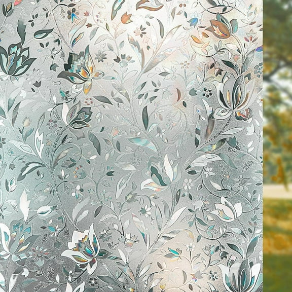 Frosted Privacy Window Film Removable Static Cling Glass Covering for Bathroom Home Office Heat Control UV Rejection Matte White (17.5" x 78.7")