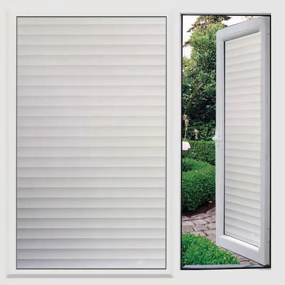 Static Cling Window Privacy Film Non Adhesive Blinds Style Stripe Glass Decor Covering