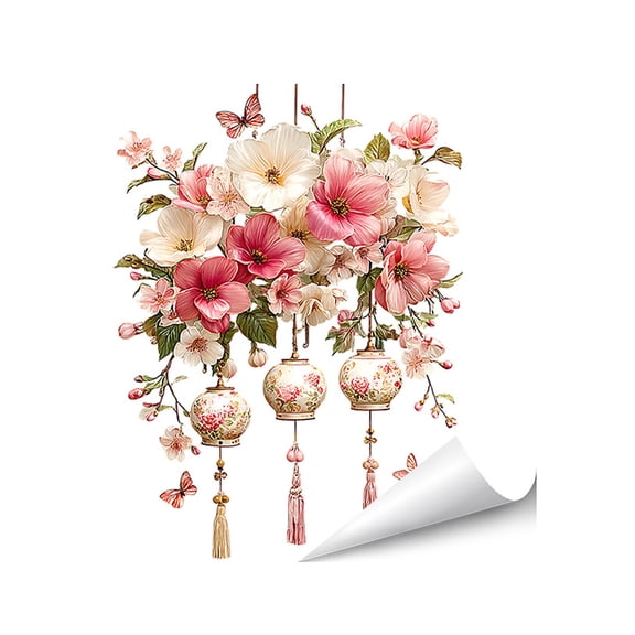 Static Cling Window Stickers Reusable Translucent Film Floral Design No Glue Easy Apply Home Classroom Seasonal Glass Decor