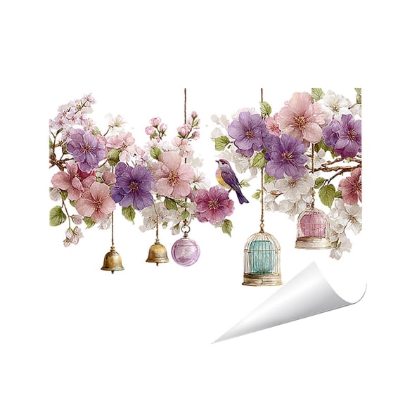 Static Cling Window Stickers Reusable Translucent Film Floral Design No Glue Easy Apply Home Classroom Seasonal Glass Decor