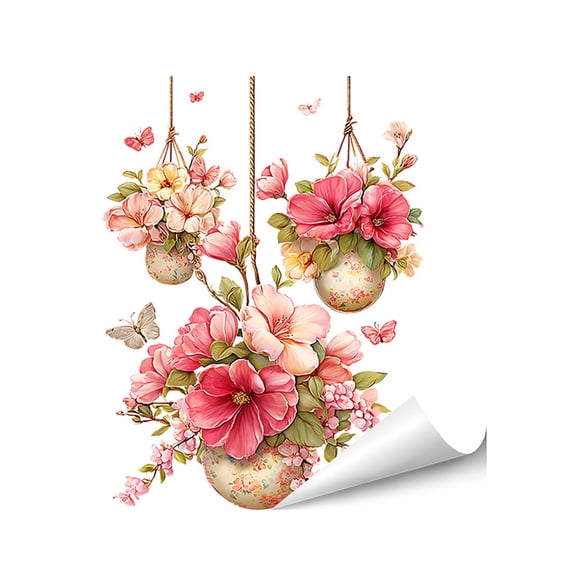 Static Cling Window Stickers Reusable Translucent Film Floral Design No Glue Easy Apply Home Classroom Seasonal Glass Decor