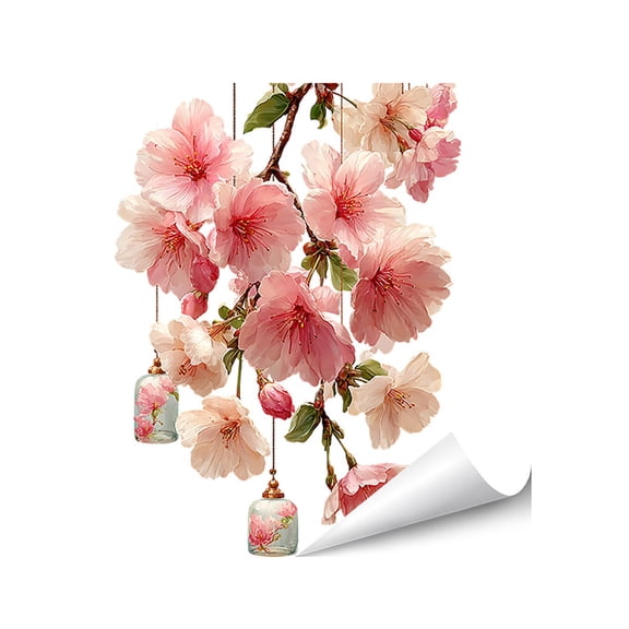 Static Cling Window Stickers Reusable Translucent Film Floral Design No Glue Easy Apply Home Classroom Seasonal Glass Decor