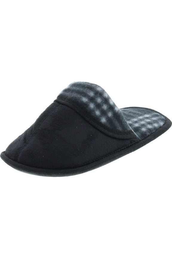 Boys Open Back Slip On Plaid House Slippers