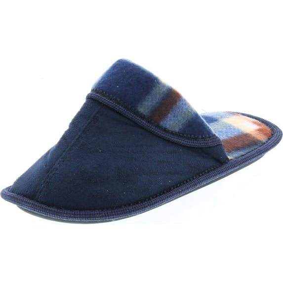 Static Footwear Boys Open Back Slip On Plaid House Slippers