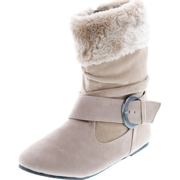 Static Footwear Girls Fashion Faux Suede Fur Cuff Boots