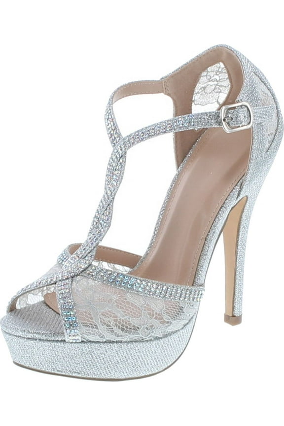 HY-5 Formal Evening Party Lace Ankle T-Strap Peep Toe Stiletto High Heel Pumps