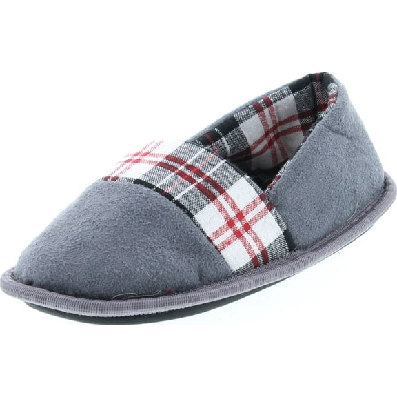 Static Footwear Kids Plaid Slip On Warm House Slippers