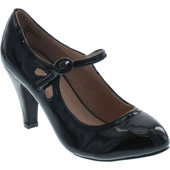 Static Footwear Kimmy-21 Women's Round Toe Pierced Mid Heel Mary Jane Style Dress Pumps