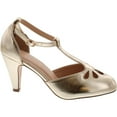 thumbnail image 1 of Static Footwear Kimmy-36 Women's Teardrop Cut Out T-Strap Mid Heel Dress Pumps, 1 of 4