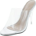 thumbnail image 1 of Static Footwear Women's Dressy Peep Toe Clear Transparent Strap Slip On Clear Heels, 1 of 7