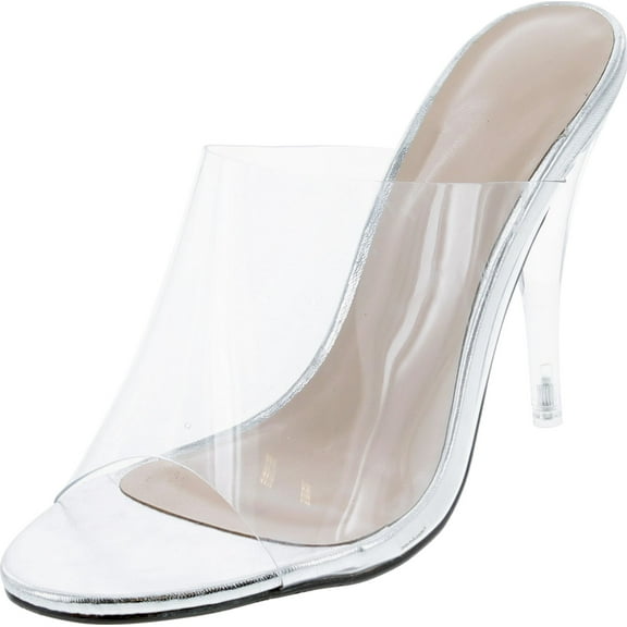 Static Footwear Women's Dressy Peep Toe Clear Transparent Strap Slip On Clear Heels