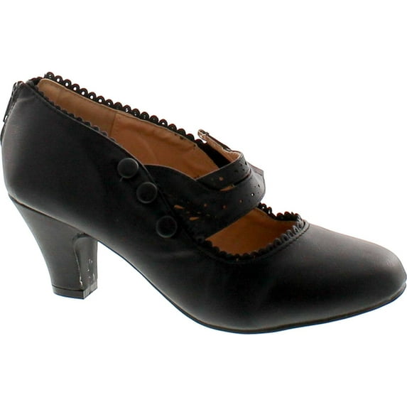 Static Footwear Women's Versatile Casual Closed Toe Mary Jane High Heel Shoes, Black, 7