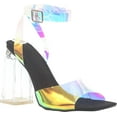 thumbnail image 1 of Static Footwear Womens Clear Chunky Block High Clear Heels for Women Transparent Strappy Open Toe Shoes Heels, 1 of 3