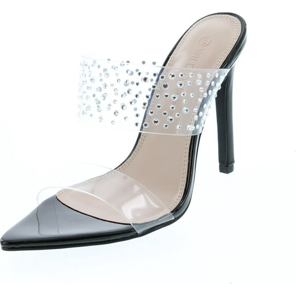Static Footwear Womens Clear Strappy Dress Sandals with Crystal
