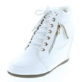 thumbnail image 1 of Static Footwear Womens Peter-30 Lace Up Hidden Wedge High Top Fashion Sneakers, 1 of 1