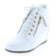 Static Footwear Womens Peter-30 Lace Up Hidden Wedge High Top Fashion Sneakers