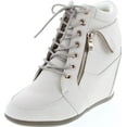 thumbnail image 1 of Static Footwear Womens Peter-30 Lace Up Hidden Wedge High Top Fashion Sneakers, 1 of 7