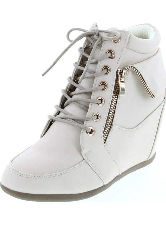 Static Footwear Womens Peter-30 Lace Up Hidden Wedge High Top Fashion Sneakers