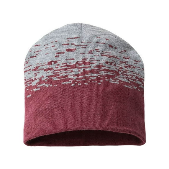 Static Pattern Beanie, Maroon/ Heather