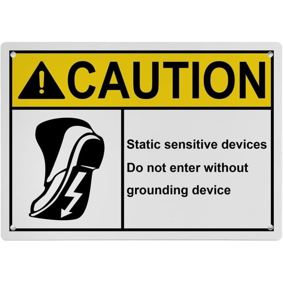 Static Sensitive Devices No Entry Sign, Industrial ESD Static Sign 8"x12" UV Resistant for Indoor Outdoor Workplace