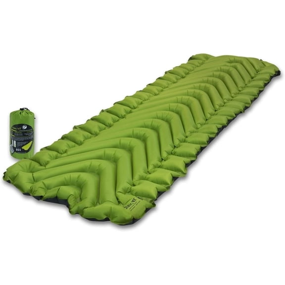 Static V2 Inflatable Sleeping Pad | Portable, Ultralight, Easy to Inflate, Foldable Air Bed for Camping, Backpacking & Hiking  Green