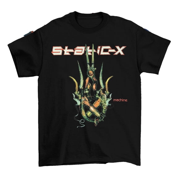 Static X Band Machine Heavy Cotton Black All Size T Shirt For Men TT154