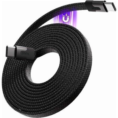 Statik MagStack USB C to USB C Cable, Magnetic Anti Tangle Flat Type C Charger Fast Charging Cord, Magnetic Charging Cable, Compatible with iPhone 16 Pro Max, 15, Galaxy S24 Ultra, 100W 6FT/2M