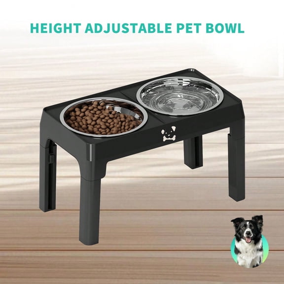 Elevated Pet Feeder Station, Adjustable Height Dog Cat Bowl Stand with 5-Level Settings, Multi-Pet Food and Water Dispenser