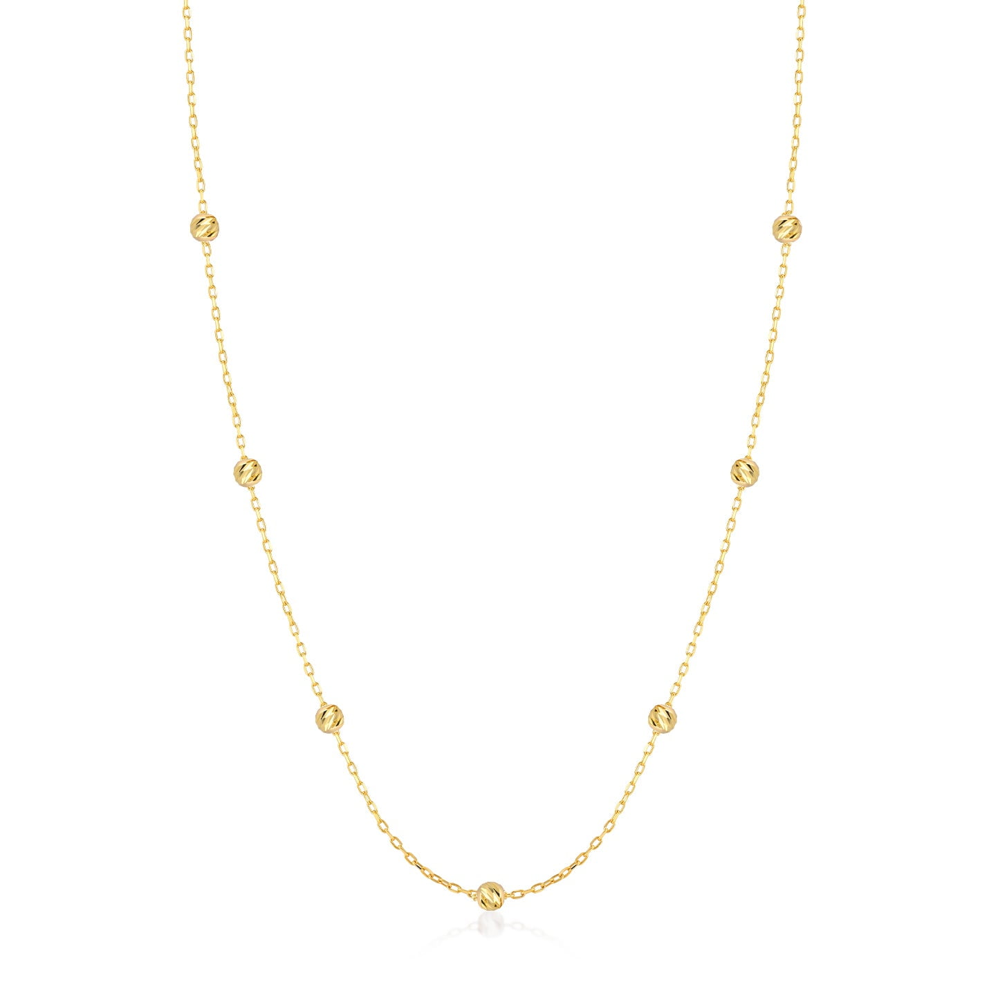 RS Pure by Ross-Simons 2mm 14kt Yellow Gold Bead Station Necklace