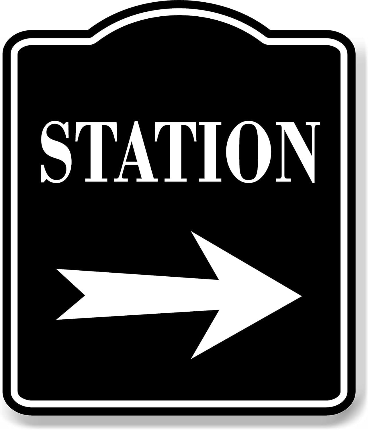 Station Right Arrow BLACK Aluminum Composite Sign15