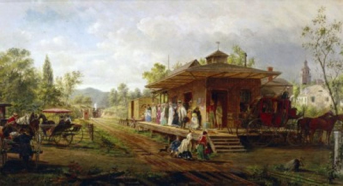 Station at Orange New Jersey Edward Lamson Henry (1841-1919American) Canvas Art - Edward Lamson Henry (18 x 24)